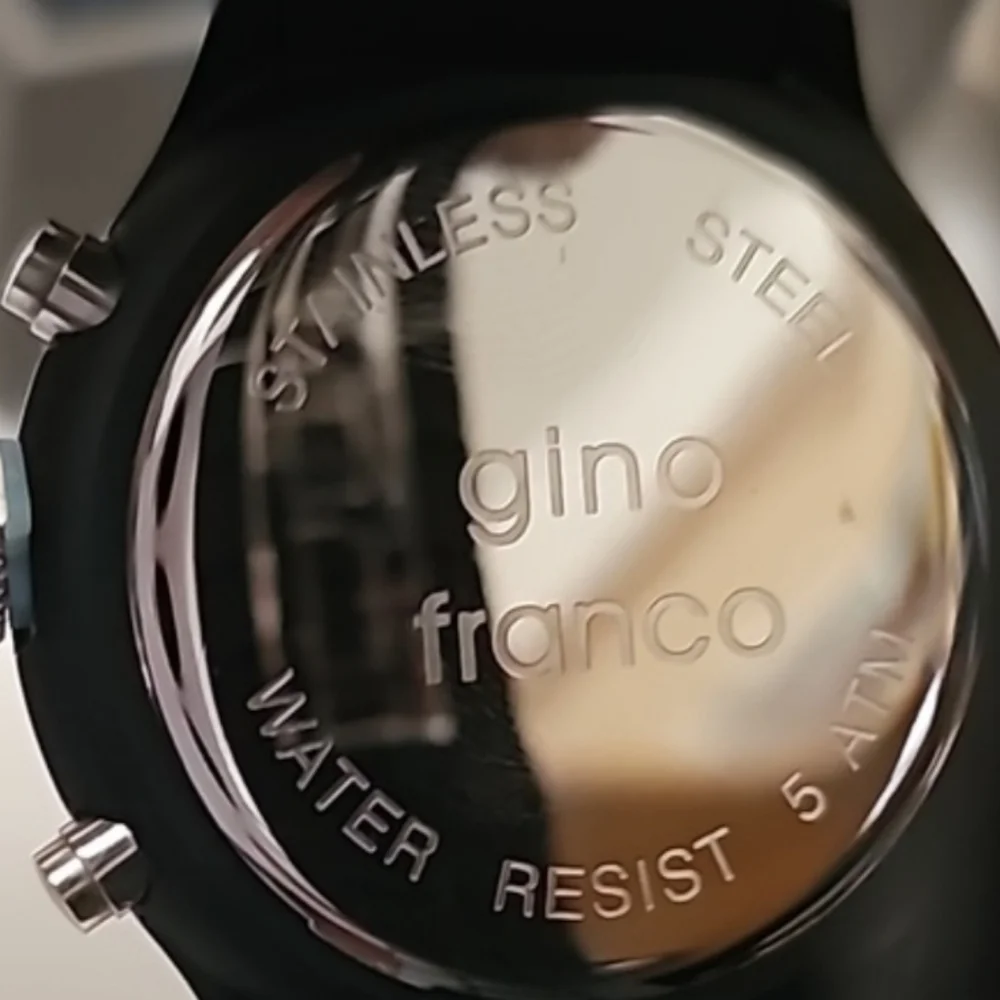 gino franco Stainless steel Water resistant Watch Japanese Quartz Black New